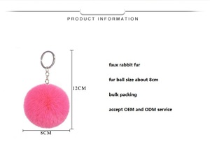 2024 phổ biến kích thước lớn Fluffy dễ thương giả lông POM Keychain phụ kiện dễ thương mờ bóng lông quả bóng Pompom phun Keychain - Product Image 2