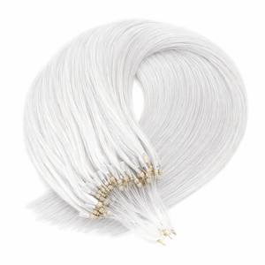 Extensions de cheveux naturelles à micro-boucles, lisses, couleur argent, en cheveux humains pour femmes - Product Image 1