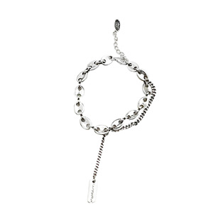 Bracelet double couche en argent sterling S925 avec chaîne à pampilles et étiquette pour femme, cadeau de bijoux - Product Image 5