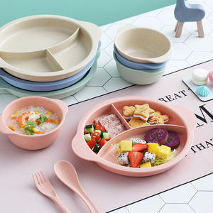 Nouvelle conception Ensemble de <span class=keywords><strong>vaisselle</strong></span> en <span class=keywords><strong>plastique</strong></span> de paille de blé <span class=keywords><strong>réutilisable</strong></span> <span class=keywords><strong>Vaisselle</strong></span> écologique Assiette en <span class=keywords><strong>plastique</strong></span> divisée pour dessert - Product Image 2