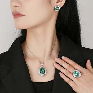 New high-end Jewelry <b>Simulation</b> Bird's Nest Chopala Green Retro Jewelry Set Main Stone 15*20-13*18 - Product Image 4