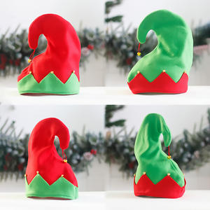 Cappelli da <span class=keywords><strong>elfo</strong></span> di natale in velluto rosso verde con campane di natale, decorazioni per feste, copricapo per feste - Product Image 5