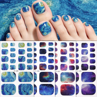 Stiker Kuku Kaki Kustom Grosir Label Pribadi Galaxy Starry Sky, Tahan Air, Tahan Lama, OEM ODM, Dekal Kaki