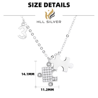 Collier pendentif puzzle en argent sterling S925 plaqué rhodium avec zircon, chaîne tendance, cadeau d'anniversaire de mariage pour femme
