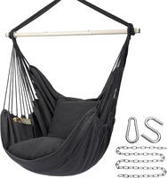 Fauteuil suspendu de grande taille au design moderne, en tissu gris foncé et beige durable, idéal pour patio, chambre et suspension en arbre