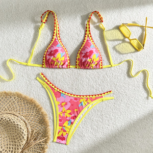 JSN Nouveau Design Ensemble <span class=keywords><strong>de</strong></span> bikini pour <span class=keywords><strong>femme</strong></span> Maillots <span class=keywords><strong>de</strong></span> <span class=keywords><strong>bain</strong></span> à imprimé floral <span class=keywords><strong>Mini</strong></span> ensemble <span class=keywords><strong>de</strong></span> bikini 2 pièces taille basse. - Product Image 3