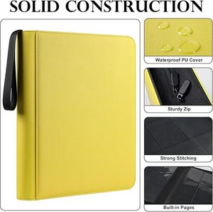 Premium Customized PU <b>Leather</b> 9 Pocket Card <b>Binder</b> PP Inner Pages Zipper Closure Large Capacity for Card Collectors - Product Image 1
