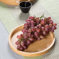 Plateau de service alimentaire rond en bambou MDF, ensemble de 3 pièces, moderne, écologique, naturel, avec poignée, pour la maison et la cuisine, faible MOQ