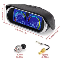 2-in-1 LCD Universal 12v24v Pengukur Tekanan Oli Truk Mobil + Pengukur Suhu Air Set Sensor Meter Indikator Tekanan Oli 10mm
