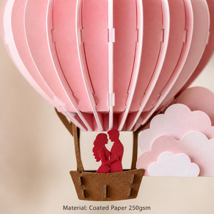 Carte de vœux 3D rose en forme de montgolfière, carte d'amour en papier, cadeau de la Saint-Valentin, design personnalisé - Product Image 4