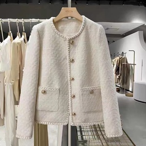 <span class=keywords><strong>Giacca</strong></span> Corta <span class=keywords><strong>in</strong></span> <span class=keywords><strong>Tweed</strong></span> Bianco Crema Stile Coreano Francese da Donna Autunno Inverno 2026 - Elegante e Lussuosa - Product Image 2