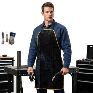 Bib <b>Apron</b> Velvet Black With Gold Trim Classic Style For Daily <b>Cooking</b> Use Soft Material - Product Image 2