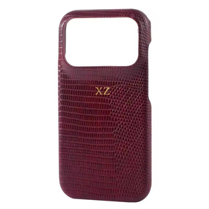 Étui en cuir personnalisé avec initiales en or et argent pour <span class=keywords><strong>iPhone</strong></span> 15 12 14 <span class=keywords><strong>13</strong></span> 16 17 Pro Max 14 16 Plus, <span class=keywords><strong>coque</strong></span> rigide en PU effet lézard de luxe - Product Image 1