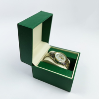 Boîte de rangement pour montres en cuir carrée de luxe avec fermeture à boucle anti-poussière, emballage cadeau élégant pour le rangement des montres