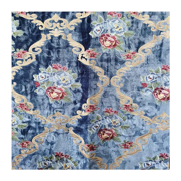 Cao Cấp Luxury Thêu Vải Tissu Marocain Đổ Meuble Thêu Nhung Sofa Vải Polyester