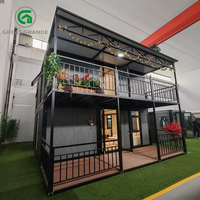 Maison modulaire en conteneur maritime commercial à double étage de 20 pieds avec façade en verre, maison temporaire mobile avec le design le plus récent