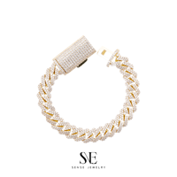 Bracelet rappeur bling 12mm pour homme Baguette classique chaîne à maillons cubains Design unique en forme de numéro