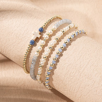 Ensemble de 9 bracelets religieux personnalisables, perles dorées, charme croix rose, cadeau pour femme pour un anniversaire