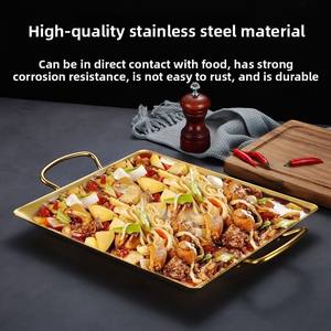 Plat de service carré en acier inoxydable pour paella, assiettes à steak, plat à riz, plat à poisson, <span class=keywords><strong>plateau</strong></span> à <span class=keywords><strong>homard</strong></span> - Product Image 2