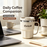 Mug à café isotherme en acier inoxydable 1400 ml, anti-fuite, sans BPA, maintien au chaud 6-12 heures, avec poignée