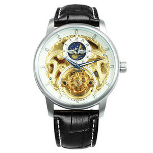 Wholesale Waterproof Fashion Quartz watches Casual Moon Phase Carved Hollow <b>Automatic</b> Mechanical Watch for Men - Product Image 1