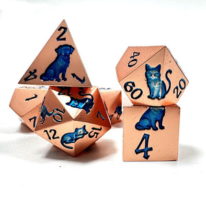 Dés en alliage de zinc avec motifs en relief <span class=keywords><strong>chat</strong></span> et chien, lot de 7 dés - Product Image 1