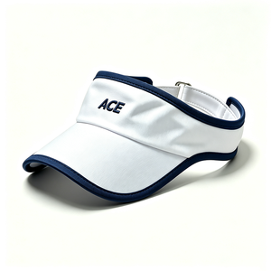 Unisex Sports Visor Cap White Navy Piping Tennis Sun Quick Dry Empty Top Custom Embroidery Outdoor Travel Running Wholesale - Product Image 2