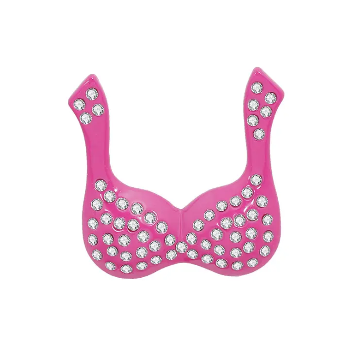 Su ordinazione del rhinestone di colore rosa del nastro del reggiseno spilla pin cancro al seno pin distintivo, in Lega di zinco di cristallo Rosso cancro 3D Emblema pin del risvolto