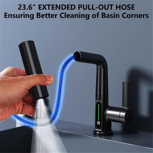 Vòi lavabo xoay 360 độ, điều chỉnh chiều cao, màu đen, chất liệu đồng thau, vòi trộn nóng lạnh, chất lượng cao, dùng cho phòng tắm - Product Image 6