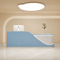 Comptoir de réception incurvé moderne Shinestone sur mesure en laque circulaire pour bureau artistique, salon, clinique médicale, coworking, hall d'entrée