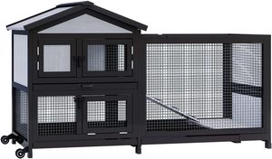 Cage à lapins extérieure et intérieure à 2 étages, poulailler, cage à cochon d'Inde sur roues, cage à lapins avec <span class=keywords><strong>toit</strong></span> imperméable - Product Image 5