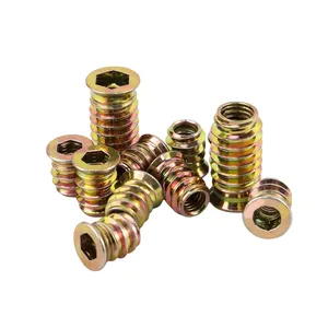 WINSTAR Connecting fasteners Inside and outside thread iron nut with yellow zinc plated for cabinet