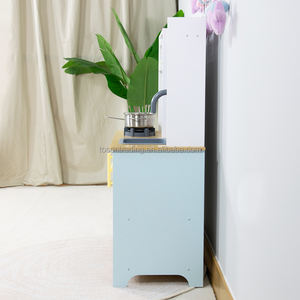 Juego de Cocina de Juguete Azul Pastel para Niños Pequeños, Cocina de Juguete de Madera para Interiores con Microondas, Horno, Estufa y Fregadero - Product Image 4