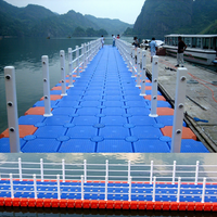 Bloc de quai flottant modulaire en plastique HDPE, plateforme ponton, pont, jetée, marina, parking pour bateaux, OEM/ODM 500x500x400mm 350kg/m