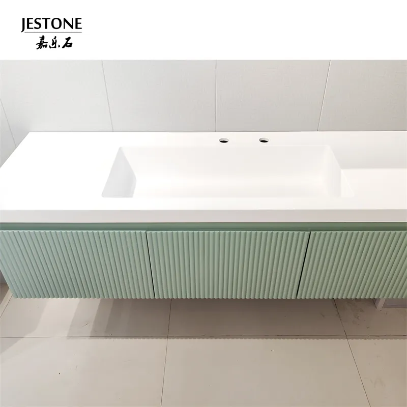 Jestone giá cả cạnh tranh Đá Nhân Tạo bề mặt rắn corians cho phòng tắm rửa lưu vực bồn rửa với tủ