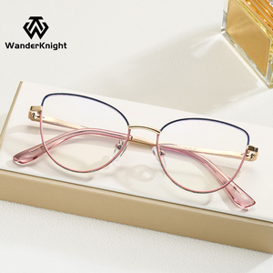 משקפי ראייה אופטיים אופנתיים לנשים משנת 2025, מסגרת מתכת בצורת עין חתול, חוסמות אור כחול, עם אפשרות להדפסת לוגו מותאם אישית - Product Image 4