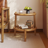 Table basse ronde en bois massif de luxe moderne à double niveau, petite table centrale pour salon, chambre, salle de conférence, bureau, décoration