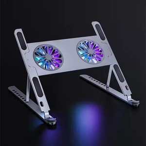 Ergonomic Height <b>Stands</b> Portable Aluminium Cooling Pads <b>Laptop</b> <b>Stand</b> Wholesale OEM <b>Adjustable</b> Foldable Tablet With Dual USB Fans - Product Image 2
