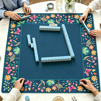 Tapis de Mahjong Américain Carré Pliable Anti-Plis en Caoutchouc Écologique, Esthétique Chinoiserie, Design Personnalisé pour le Divertissement