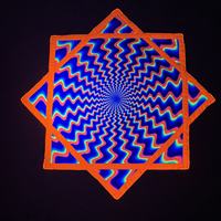 Étoile réactive aux UV à effet fluide, illusion optique psychédélique Dapo Star, motif ondulé hypnotique trippy à lumière noire, étoile à 8 branches pour les raves