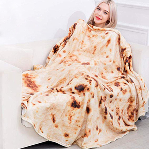 100% doux Polyester flanelle polaire Double couche imprimé Tortilla Pizza dessin animé Animal Anime portable tricoté jeter couverture taille - Product Image 1