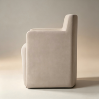 Chaises de salle à manger modernes en bois avec coussin, fauteuils de salle à manger confortables en tissu à accoudoirs peu encombrants pour les acheteurs de restaurants