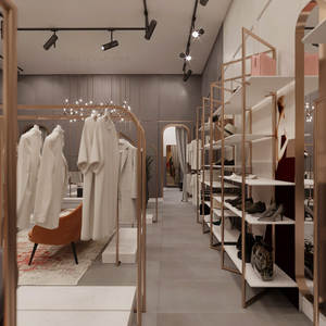 Soporte de exhibición de ropa con logotipo personalizado Tienda de ropa de moda Estante de exhibición de metal Estantes de exhibición de <span class=keywords><strong>boutique</strong></span> de madera - Product Image 4