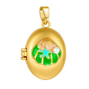 จี้รูปเปลือกหอยปลาดาว HD427 ประดับมุก พร้อมกล่องใส่รูปภาพ วัสดุทองเหลืองชุบทอง 18k ลายสัตว์ทะเลเคลือบสีรูปไข่ สร้อยคอจี้แฟชั่น - Product Image 6