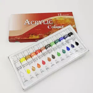2023 Hot Selling Portable Portable 12 Color Canvas Glass Art Painted Watercolor Acrylic Paint Set