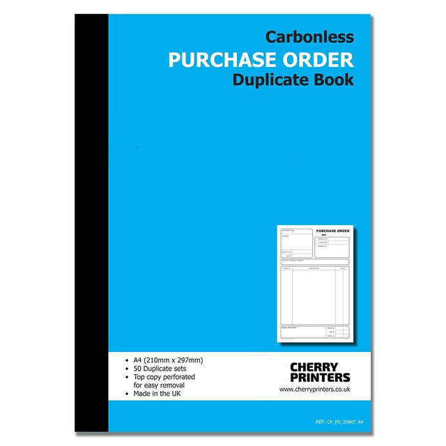 Custom Printed A4 NCR Purchase Order Book, Personalized PO Duplicate Carbonless Form Book