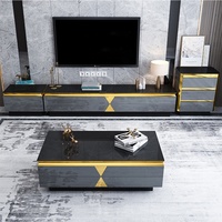Karois — table basse en verre plaqué or, simple et moderne, de luxe, en acier inoxydable, avec MDF, C2032