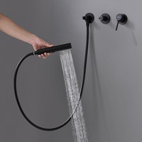 Mitigeur de douche encastré de luxe thermostatique noir Système de douche à effet pluie encastré Ensemble de robinets de bain et de douche