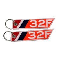 Porte-clés promotionnels haut de gamme en gros, avec logo personnalisé en tissu, étiquette brodée, anneau tressé, porte-clés brodé