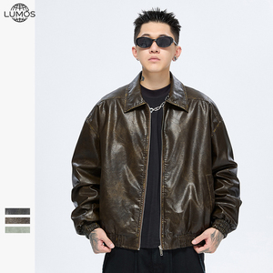 Chaquetas de Cuero Estilo Americano Vintage <span class=keywords><strong>para</strong></span> <span class=keywords><strong>Hombre</strong></span>, Moda de Invierno, Corte Holgado Informal, Tallas Grandes, Prendas de Abrigo de Alta Calidad - Product Image 4